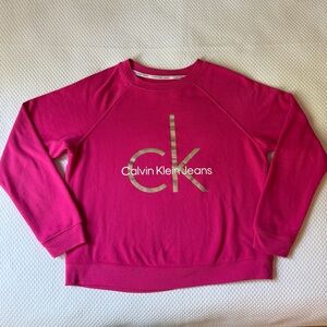 Calvin Klein Bright Pink Cotton‎ Blend Sweatshirt Size Medium
